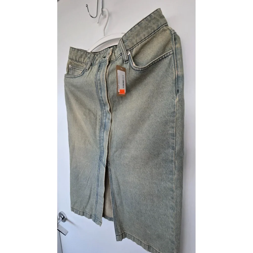 Plenty Jeans Midi Skirt Open Up Front W Sz 27 Y2K Grunge Preppy Bohemiem - Picture 5 of 14